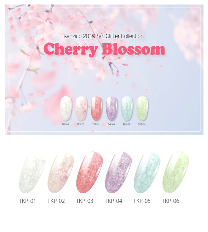 Kenzico Korean Gel Polish, Cherry Blossom Glitter Gel Polish TKP-02