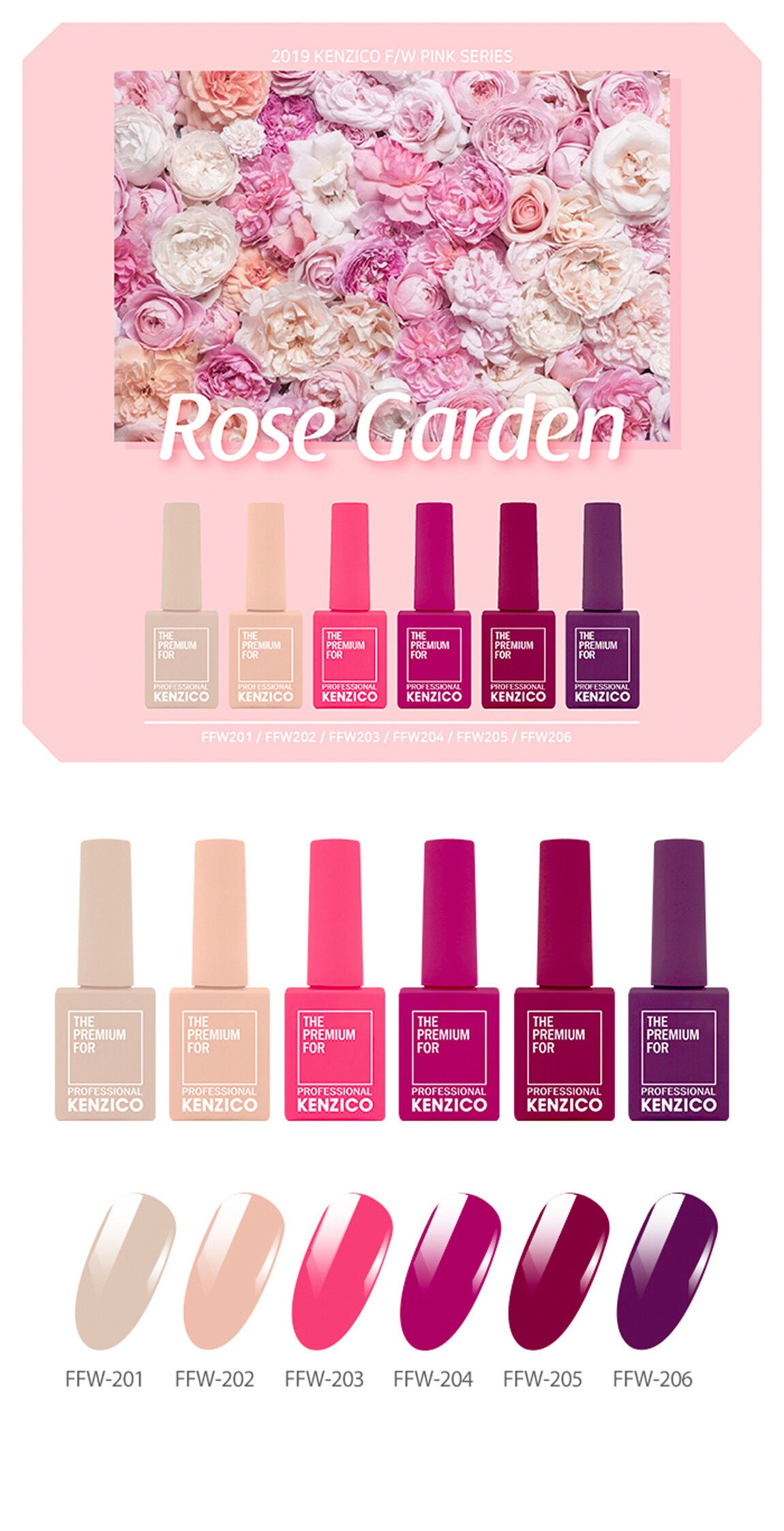 Kenzico Korean Gel Polish, Rose Garden Colour Gel Polish FFW-203