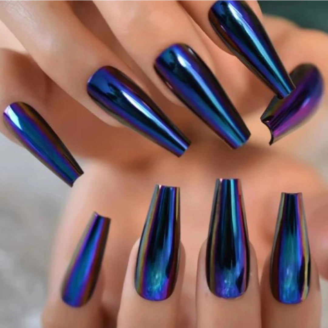 purple chrome nail powder