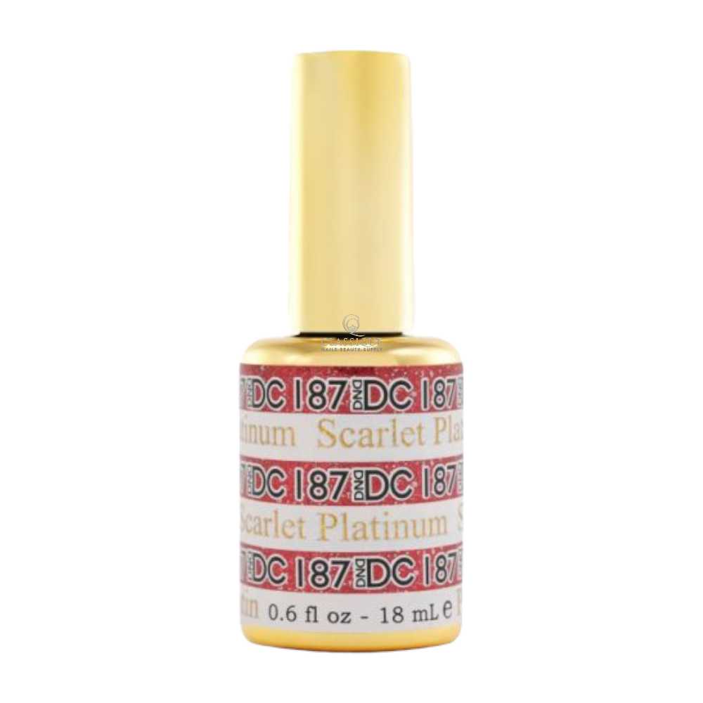 DND DC Platinum 187 Scarlet - Metallic Glitter Gel Polish