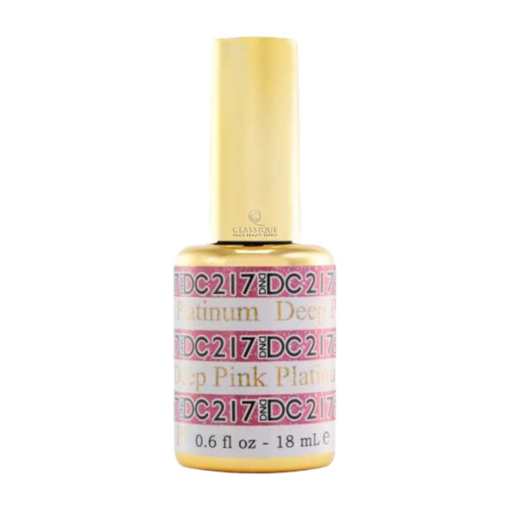 DND DC Platinum 217 Deep Pink - Hot Pink Barbie Glitter Gel Polish