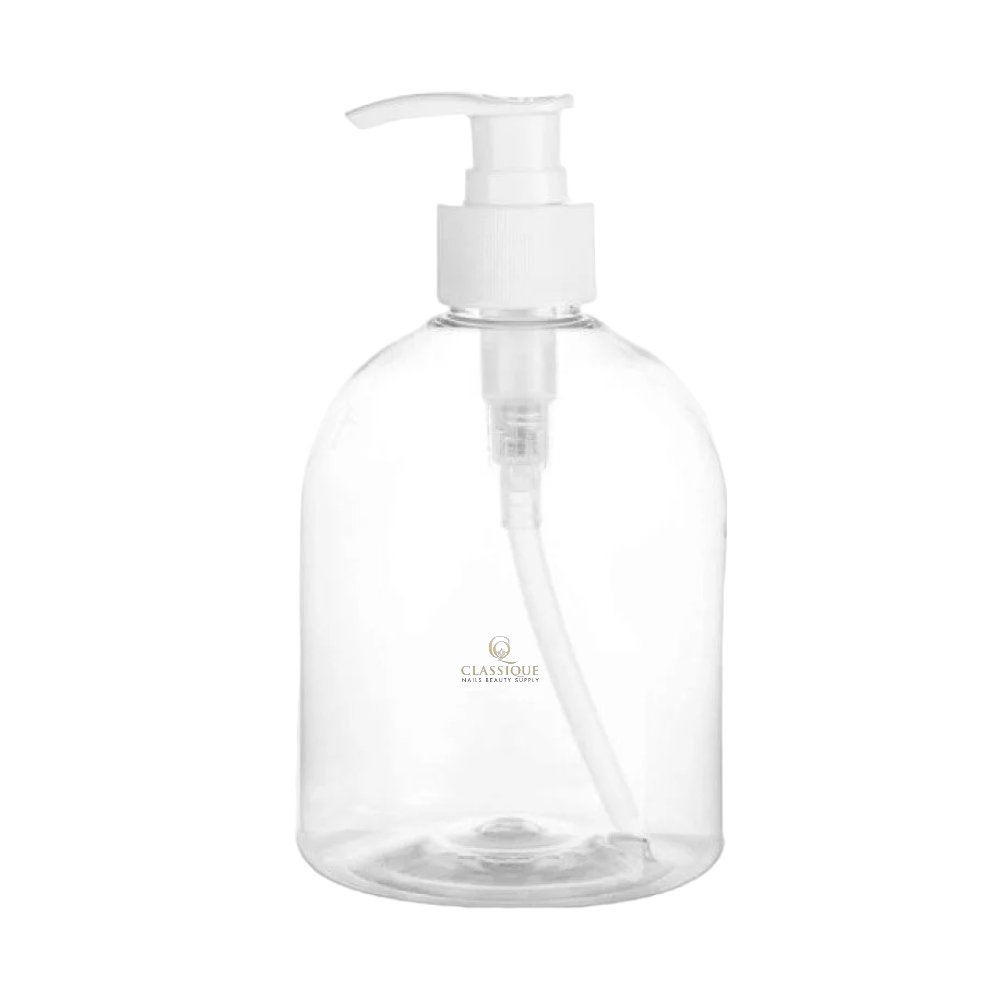 Empty Pump Bottle Clear 500mL - Classique Nails Beauty Supply