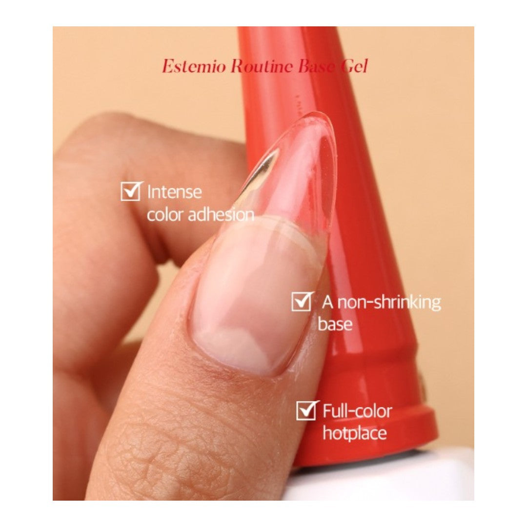 Estemio Routine Gel Base Coat, Base Coat Kit, estemio, estemio gel, korean gel, estemio usa, korean nail art, korean nail designs, korean nail colors​, korean nail salon, nail polish in korean​, elegant korean nails​