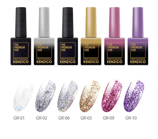 Kenzico Korean Gel Polish, Shining Star Glitter Gel Polish GR-01