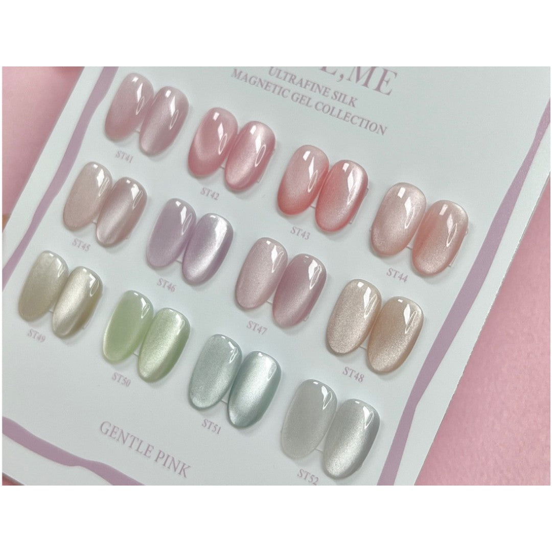 almond nails, Gentle Pink ST52 - Silver Velvet Korean Magnetic Nail Polish