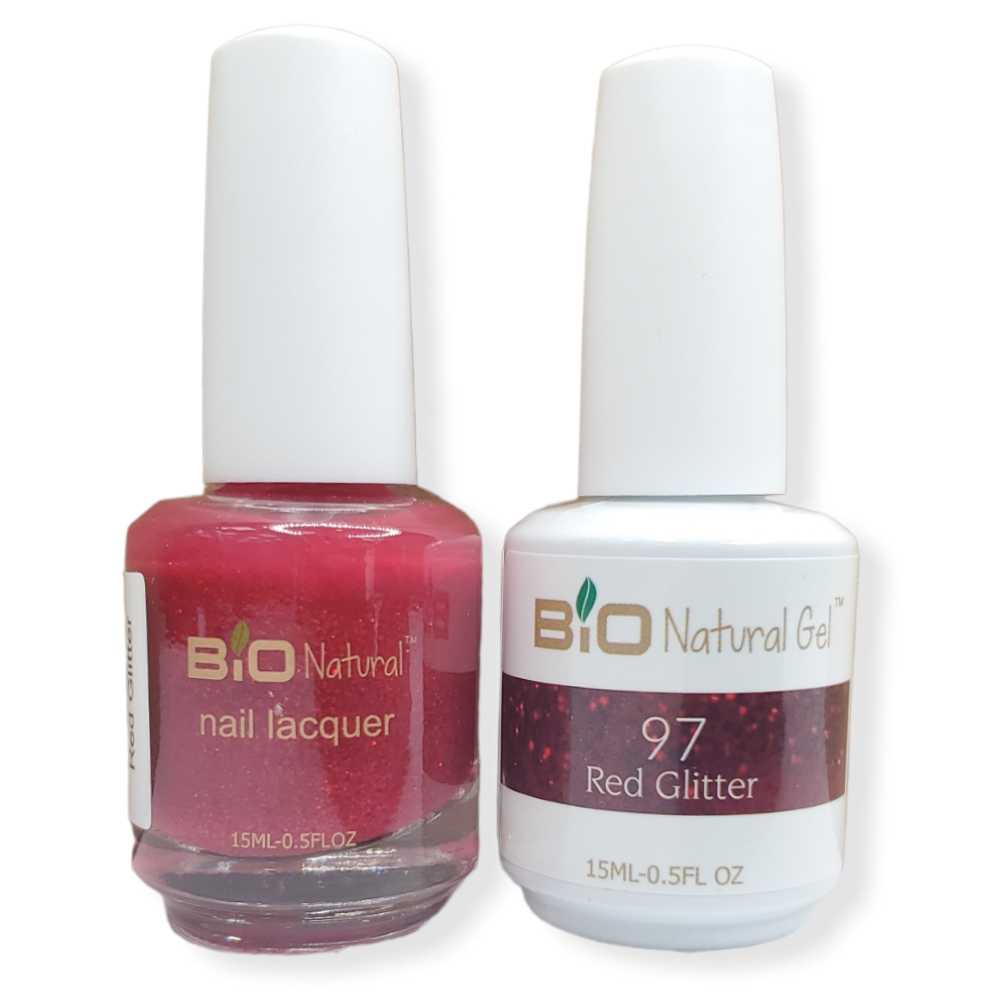 Bio Natural Gel Polish, Non-toxic Nail Lacquer, 97 Red Glitter